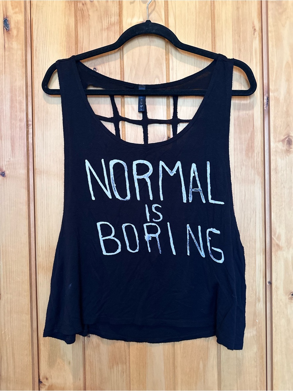 Full Tilt Black Graphic Tank with Lattice Back